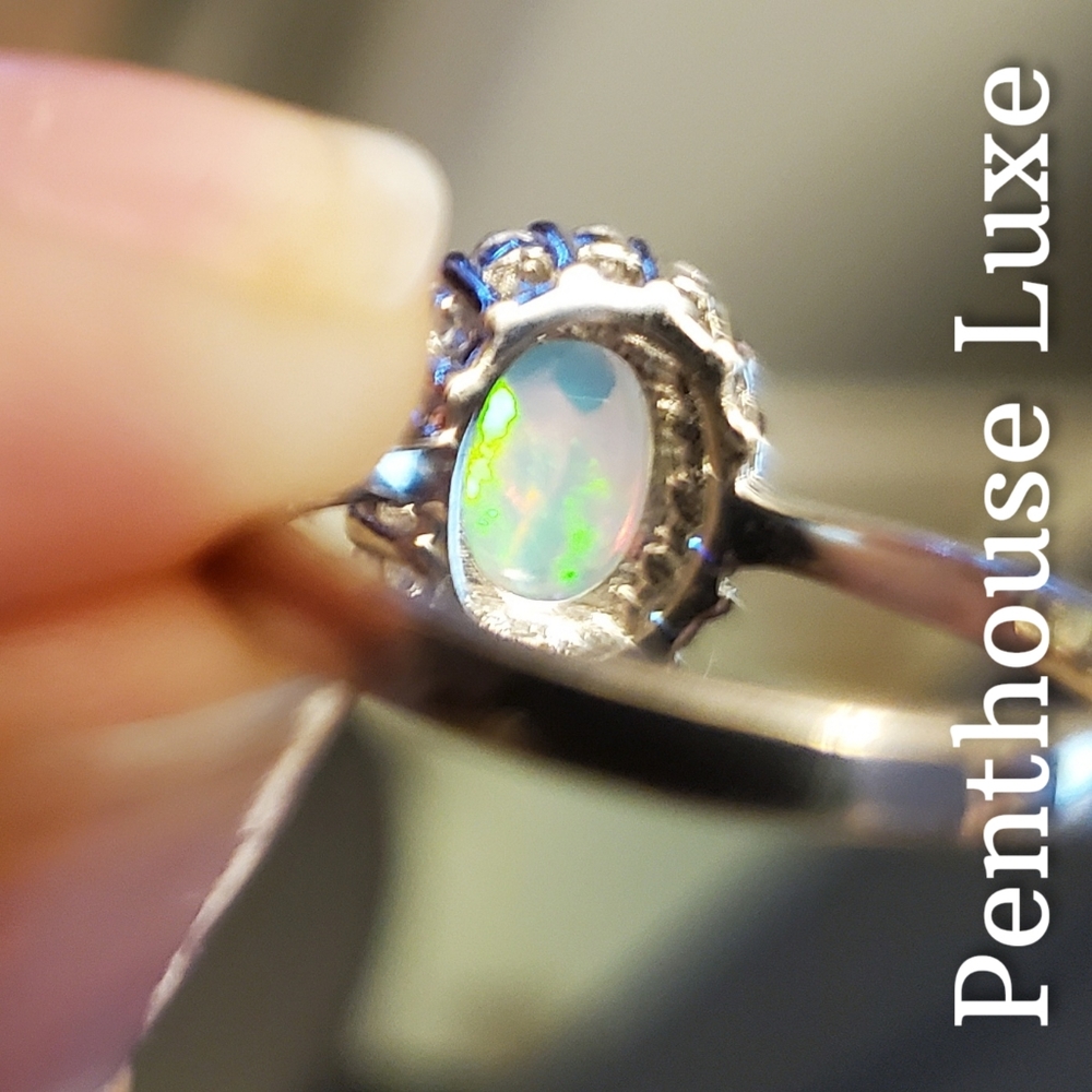 REAL Natural Opal Oval 925 Sterling Silver Ring - Picture 4 of 6